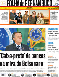 Capa do jornal Folha de Pernambuco 08/01/2019