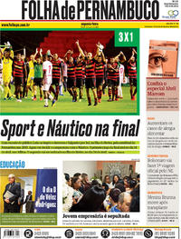 Capa do jornal Folha de Pernambuco 08/04/2019