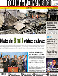 Capa do jornal Folha de Pernambuco 08/05/2019