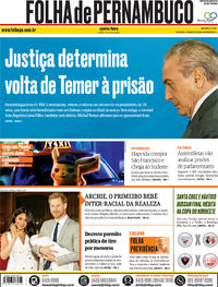 Capa do jornal Folha de Pernambuco 09/05/2019