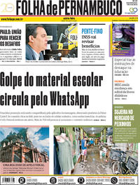 Capa do jornal Folha de Pernambuco 10/01/2019
