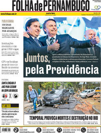 Capa do jornal Folha de Pernambuco 10/04/2019