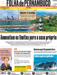 Capa do jornal Folha de Pernambuco 12/03/2019
