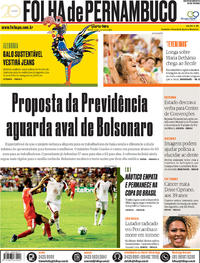 Capa do jornal Folha de Pernambuco 13/02/2019