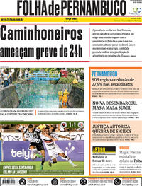 Capa do jornal Folha de Pernambuco 14/05/2019