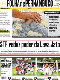 Capa do jornal Folha de Pernambuco 15/03/2019