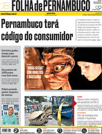 Capa do jornal Folha de Pernambuco 17/01/2019