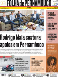 Capa do jornal Folha de Pernambuco 18/01/2019