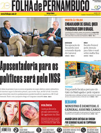 Capa do jornal Folha de Pernambuco 19/02/2019