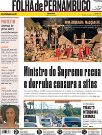 Capa do jornal Folha de Pernambuco 19/04/2019