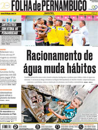 Capa do jornal Folha de Pernambuco 21/01/2019