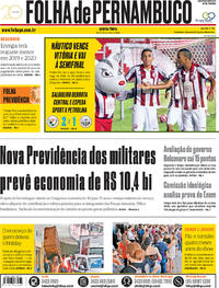 Capa do jornal Folha de Pernambuco 21/03/2019