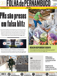 Capa do jornal Folha de Pernambuco 22/01/2019