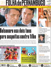 Capa do jornal Folha de Pernambuco 24/01/2019