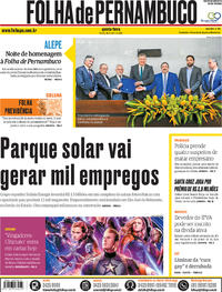 Capa do jornal Folha de Pernambuco 25/04/2019