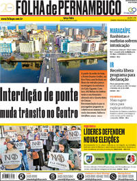 Capa do jornal Folha de Pernambuco 26/02/2019