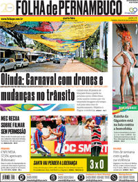 Capa do jornal Folha de Pernambuco 27/02/2019