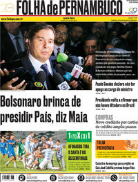 Capa do jornal Folha de Pernambuco 28/03/2019