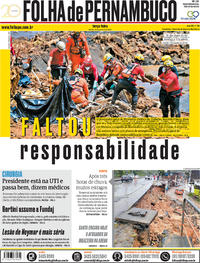Capa do jornal Folha de Pernambuco 29/01/2019