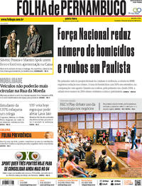 Capa do jornal Folha de Pernambuco 03/10/2019