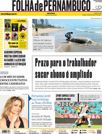 Capa do jornal Folha de Pernambuco 04/10/2019