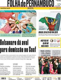 Capa do jornal Folha de Pernambuco 05/08/2019