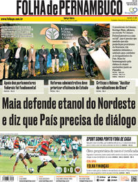 Capa do jornal Folha de Pernambuco 05/11/2019