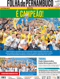 Capa do jornal Folha de Pernambuco 08/07/2019