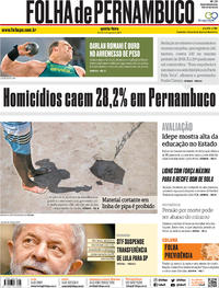 Capa do jornal Folha de Pernambuco 08/08/2019
