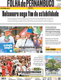 Capa do jornal Folha de Pernambuco 08/10/2019