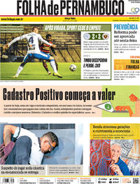 Capa do jornal Folha de Pernambuco 09/07/2019