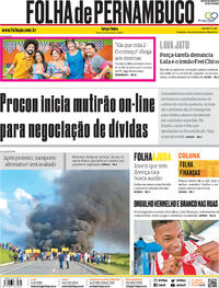 Capa do jornal Folha de Pernambuco 10/09/2019
