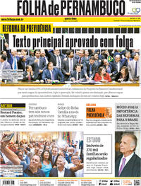 Capa do jornal Folha de Pernambuco 11/07/2019