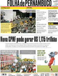 Capa do jornal Folha de Pernambuco 14/08/2019