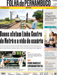 Capa do jornal Folha de Pernambuco 15/07/2019