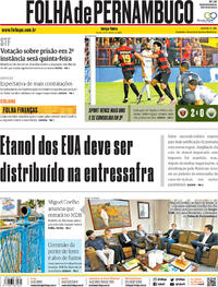 Capa do jornal Folha de Pernambuco 15/10/2019