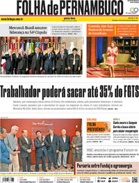 Capa do jornal Folha de Pernambuco 18/07/2019