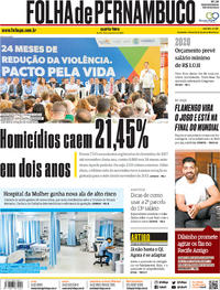 Capa do jornal Folha de Pernambuco 18/12/2019