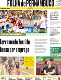Capa do jornal Folha de Pernambuco 19/08/2019