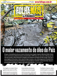 Capa do jornal Folha de Pernambuco 19/10/2019