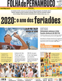 Capa do jornal Folha de Pernambuco 19/12/2019