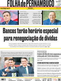 Capa do jornal Folha de Pernambuco 22/11/2019