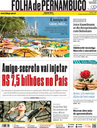 Capa do jornal Folha de Pernambuco 23/12/2019