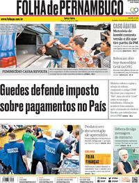 Capa do jornal Folha de Pernambuco 24/09/2019
