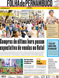 Capa do jornal Folha de Pernambuco 24/12/2019