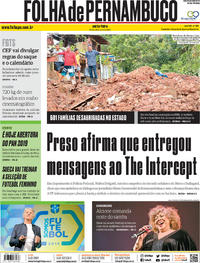 Capa do jornal Folha de Pernambuco 26/07/2019