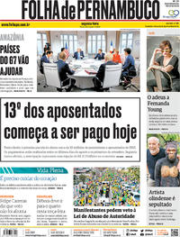 Capa do jornal Folha de Pernambuco 26/08/2019