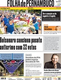 Capa do jornal Folha de Pernambuco 26/12/2019