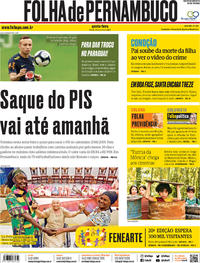 Capa do jornal Folha de Pernambuco 27/06/2019