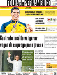 Capa do jornal Folha de Pernambuco 27/08/2019
